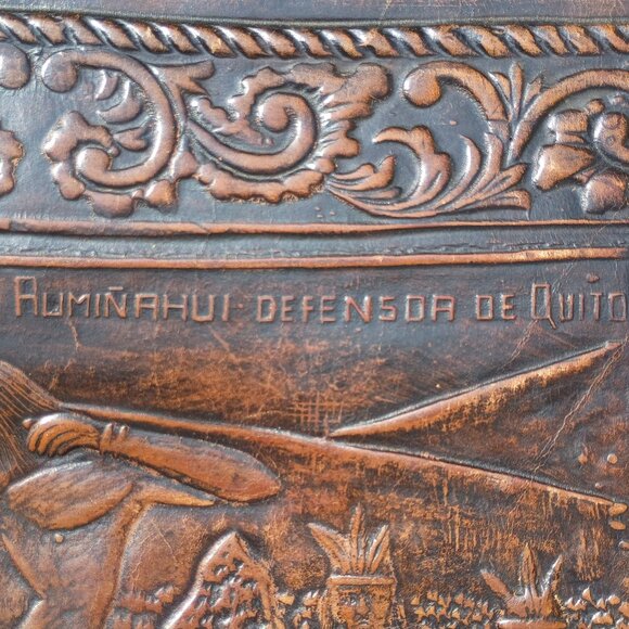 Angel Pazmino Tooled Leather Chair Seat Replacement Parts Warrior with Bow Vtg - Picture 4 of 16